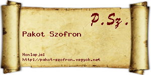 Pakot Szofron névjegykártya